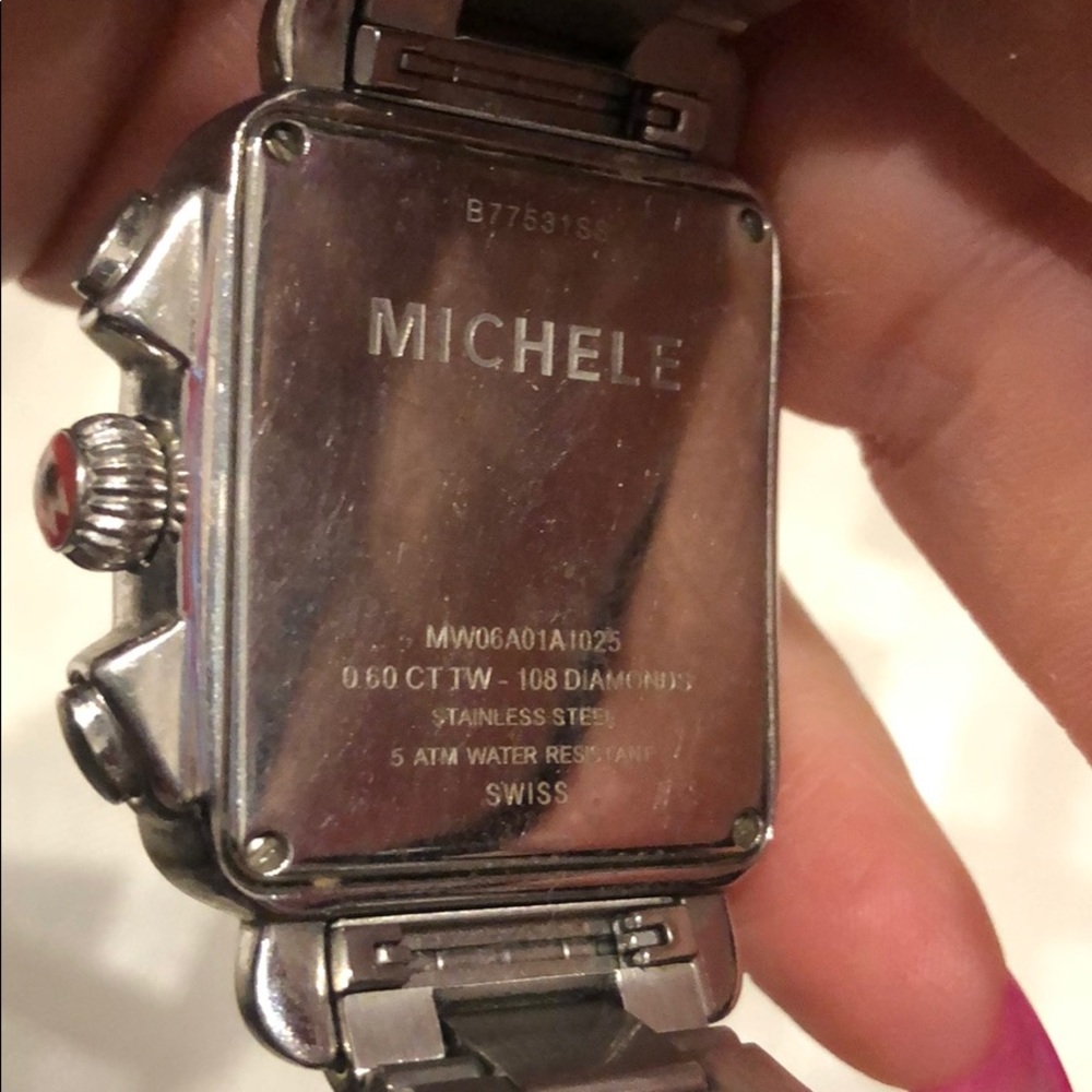 Stainless Michele watch with diamond bezel! - Picture 5 of 7